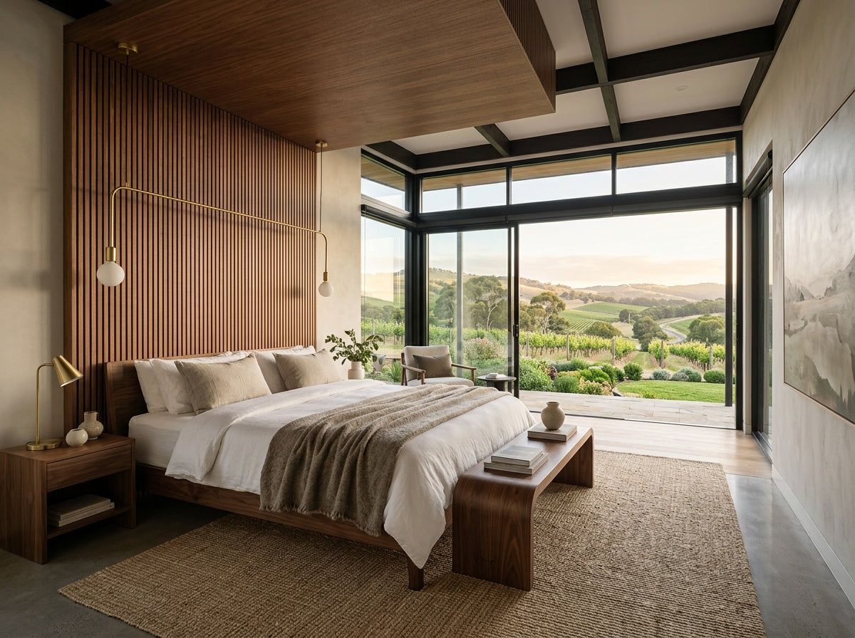 Mosman XL Walnut Acoustic Wall Panel — 270 × 110 cm