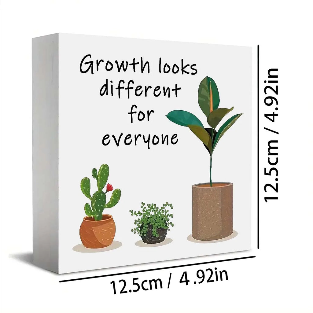 [Inspirational wood Sign] 1pc, Inspirational wood Sign, Everyone's Growth Looks Different. Home, Bedroom, Office Desk Decoration