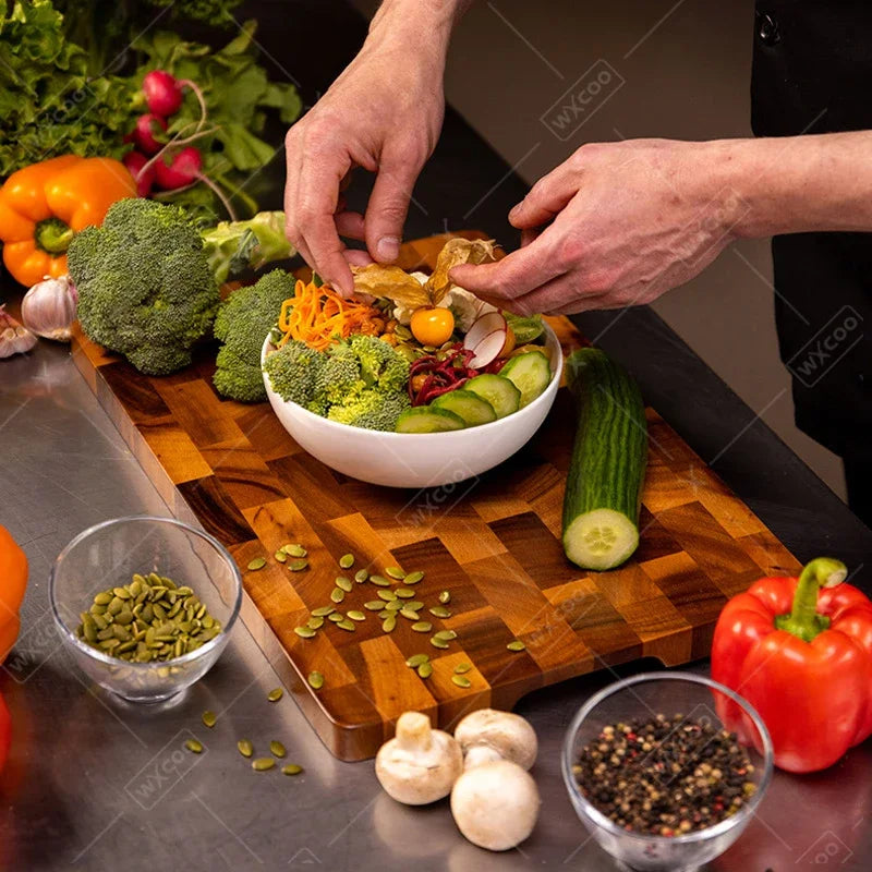 WXCOO Wood Cutting Board Double-sided Kitchen Chopping Boards Fruit Vegetables for Chopping and Slicing